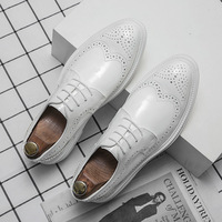 Men's shiny brogues carved patterns casual shoes 2 colors - Thumbnail 2