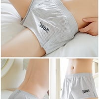 Gray 2PK Men's sexy underwear ice-silk mesh holes quick-dry loungewear boxer shorts 4034JJK - Thumbnail 1