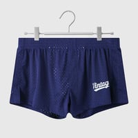 Navy Blue 2PK Men's sexy underwear ice-silk mesh holes quick-dry loungewear boxer shorts 4034JJK - Thumbnail 1