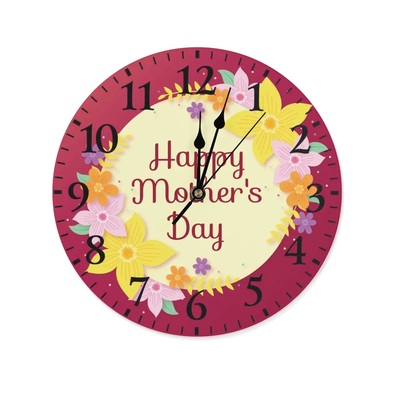 Mother's Day Frameless Decorative Wall Clock – No Glass Cover, Lightweight Wooden Analog Clock – Stylish Room Decor for Wall or Desk – Multiple Sizes