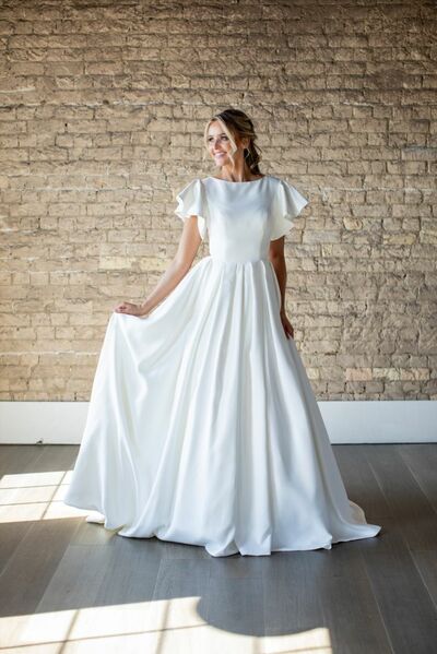 Simple A Line Cap Sleeve Beach Boho Wedding Dress Bridal Gown Wedding Gown