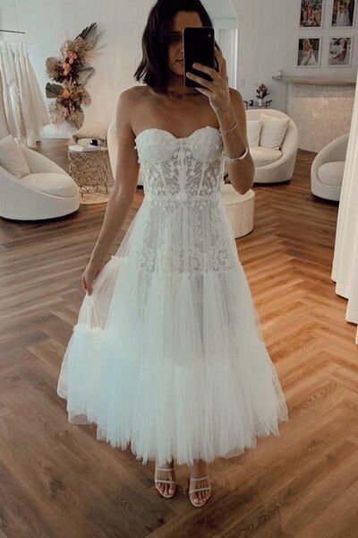 Simple A Line Lace Beach Boho Wedding Dress Bridal Gown Wedding Gown