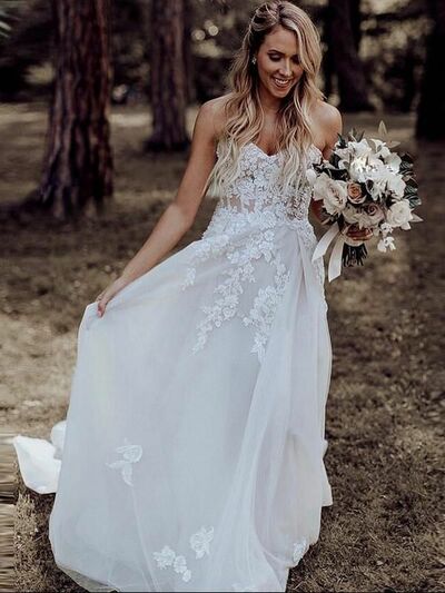 Simple A Line Lace Wedding Dress Bridal Gown Wedding Gown