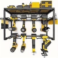 8-Drill Holder Wall Mount Power Tool Organizer – Heavy Duty Garage Tool Storage Rack with 4 Layers, Screwdriver, Plier, and Hammer Holders - Thumbnail 2
