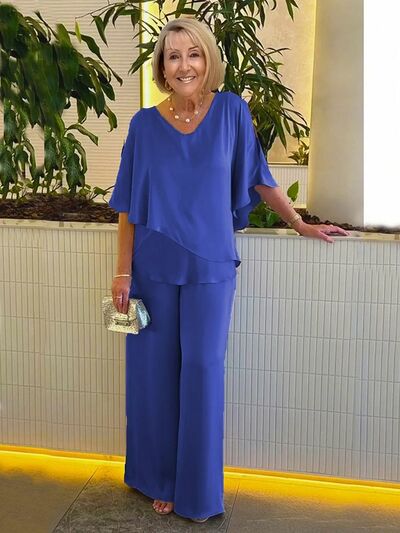 Blue Two Pieces Mother of the Bride/Groom Jumpsuit