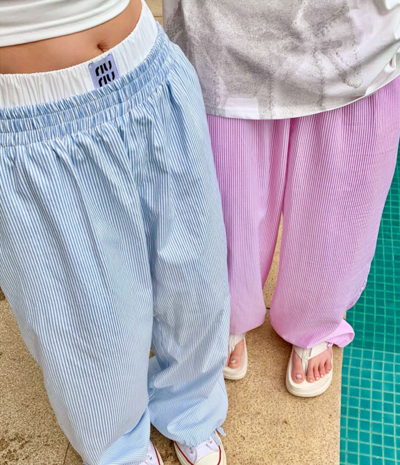 High Waist Stripe Wide Leg Boxer Pants