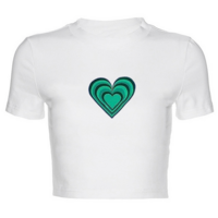 Green Love Heart Crop Top - Thumbnail 3