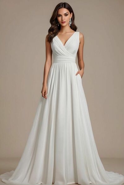 Sexy A Line Chiffon Beach Boho Wedding Dress Bridal Gown Wedding Gown