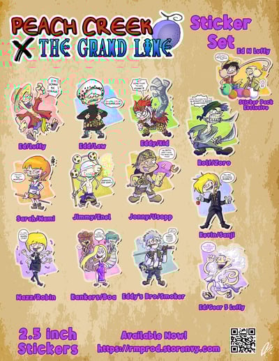 Peach Creek X The Grand Line (Ed, Edd, n Eddy X One Piece) Sticker Set