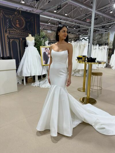 Mermaid Sexy Wedding Gown, Satin Backless Bridal Gown Wedding Dress