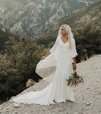 Elegant Mermaid Beach Boho Wedding Dress Bridal Gown Wedding Gown