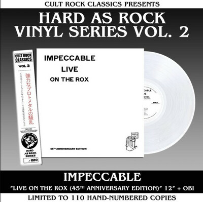 IMPECCABLE - Live On the Rox LP (New White Vinyl Import reissue of the rare 1979 Texas hard rock/metal band's only album w/bonus tracks)