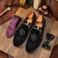 Men's Shoes Embroidered Slip-On Casual Shoes Velvet Loafers 2 colors - Thumbnail 2