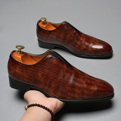 Men's crocodile pattern casual shoes slip-on shoes 4 colors