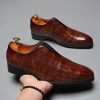 Men's crocodile pattern casual shoes slip-on shoes 4 colors - Thumbnail 7