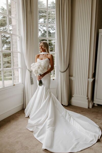 Sexy Mermaid Wedding Gown, Satin Bridal Gown Wedding Dress