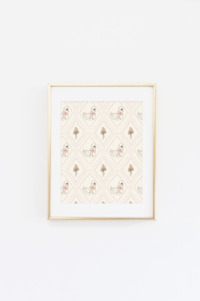 Swan and Flowers Pattern print