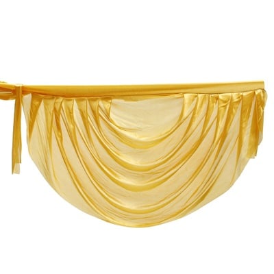 Gold Ice Silk Satin Wedding Backdrop Swags Curtain – 9.84FT x 1.3FT – Party Stage Arch Décor – Smooth Luster Finish