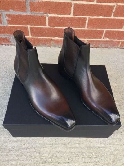 Handmade Men Brown Leather Chelsea Dress Boot