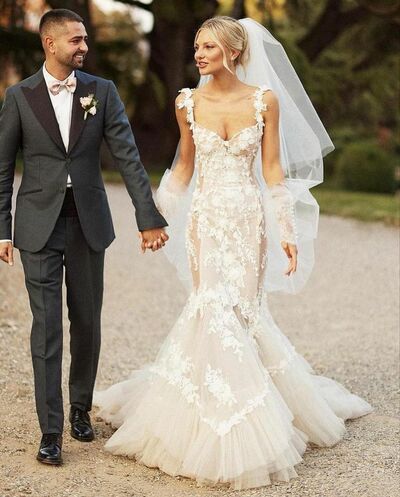 Sexy Mermaid Wedding Gown, Appliques Lace Bridal Gown Wedding Dress