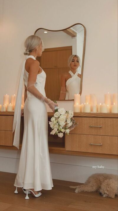 Simple Sheath Backless Wedding Dress Bridal Gown Wedding Gown