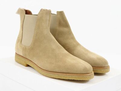 Handmade Edition Beige Suede Chelsea Boot Stylish Dress Boot