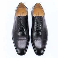 Men's three-joint business handmade genuine leather brogue oxford wedding shoes 3 colors - Thumbnail 7