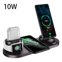 6-in-1 Wireless Charging Station for iPhone, Apple Watch & AirPods – Fast Charging Pad Dock, USB Interface, 10W/15W, Black/Pink/White - Thumbnail 3