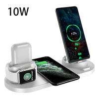 6-in-1 Wireless Charging Station for iPhone, Apple Watch & AirPods – Fast Charging Pad Dock, USB Interface, 10W/15W, Black/Pink/White - Thumbnail 4