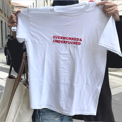 Free Shipping-OVERWORKED TEE
