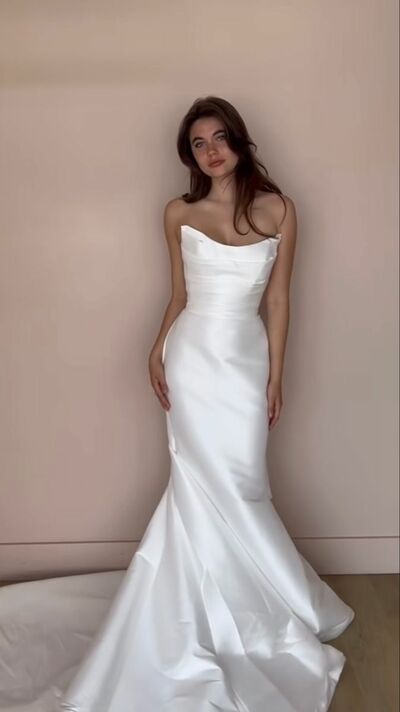 Simple Mermaid Satin Wedding Dress Bridal Gown Wedding Gown