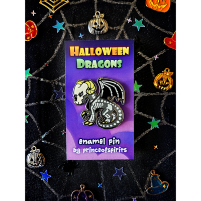 Marrow the Skeleton Dragon Enamel Pin