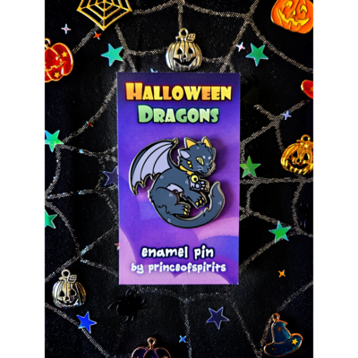 Trick the Black Cat Dragon Enamel Pin