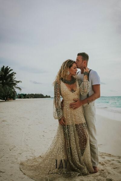 Sexy Mermaid Wedding Gown, Champagne Lace Bridal Gown Wedding Dress