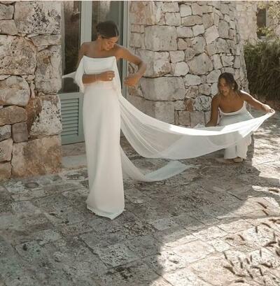 Sexy Sheath Wedding Gown, Chiffon Bridal Gown Wedding Dress