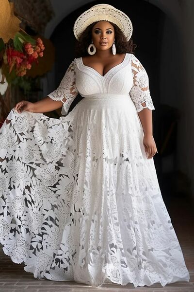 Plus Size A Line Lace Wedding Dress Bridal Gowns Wedding Gown