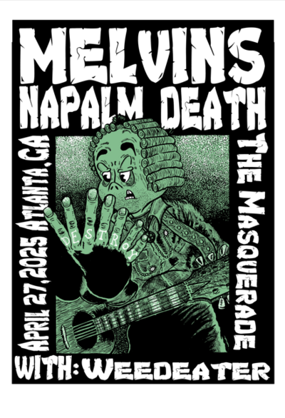 MELVINS & NAPALM DEATH Screen Printed Gig Poster Atlanta 2025