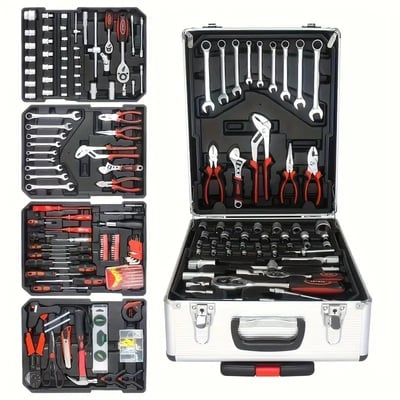 899pcs+1/52 Socket and Ratchet Wrench Set – 1/4" Drive, Metric Sockets, Drill Bits, Compact Tool Kit for Automotive & Household Repair