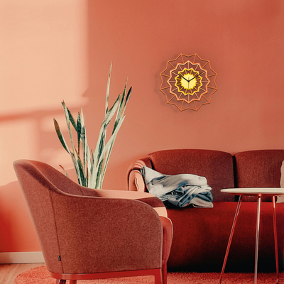 Chevron Naples - 41 cm / 16 in attractive handmade wall clock in terracotta, orange and yellow