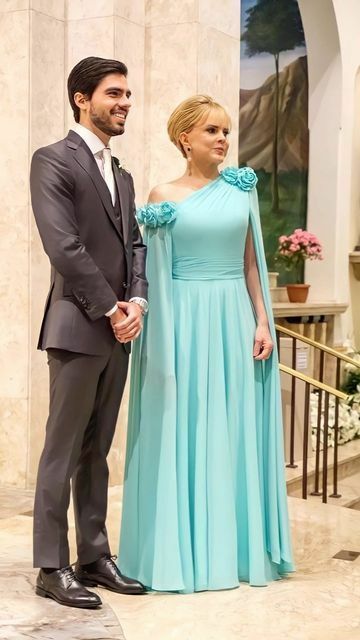 Blue A Line One Shoulder Mother of the Bride/Groom Dress Evening Formal Dress