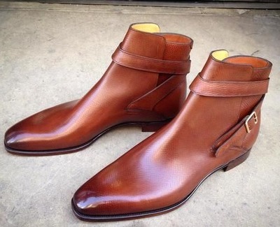 Handmade Men Brown Leather Jodhpur Strap Dress Boot