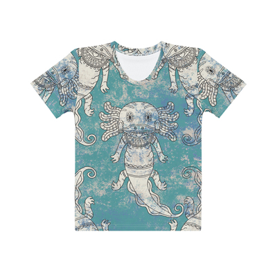 Axolotls in Blue All Over Women's Crew T-Shirt