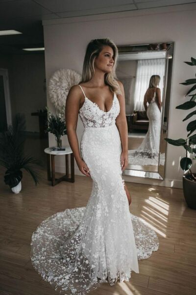 A-line Lace Wedding Dress, Lace Bridal Dress Wedding Gown