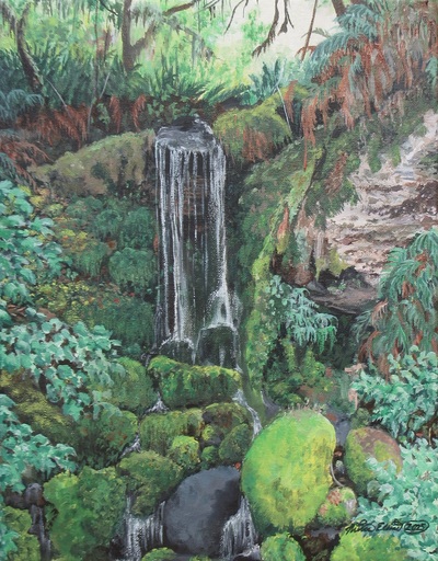 "Hidden Waterfall" Original acrylic painting by N.E.Thompson, artwork size 11x14 inches