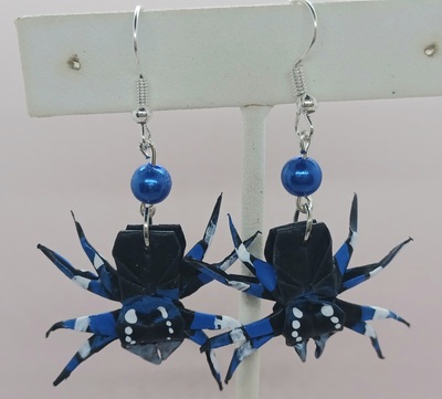 Origami Spider earrings: Blue