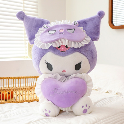 Romantic Kuromi Plush Toy With Love Heart And Eys Mask