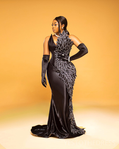 Black Prom Dresses For Special Occasions Evening Formal Gowns Beaded Flora Birthday Dress Prom Dress For Black Women