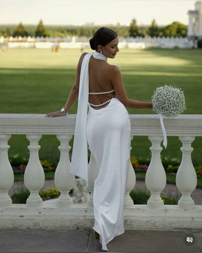 Sexy Wedding Dress, Backless Satin Wedding Gown Bridal Dress