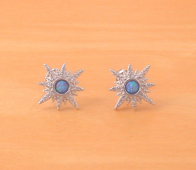Sterling Silver Blue Opal Star Earrings/Opal Earrings/Star Earrings/Opal Jewellery/Opal Jewelry/October Birthstone/Star Jewellery/Star Jewelry/UK