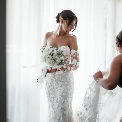 Sexy mermaid wedding dress, appliques tulle wedding dress bridal gown - Thumbnail 2